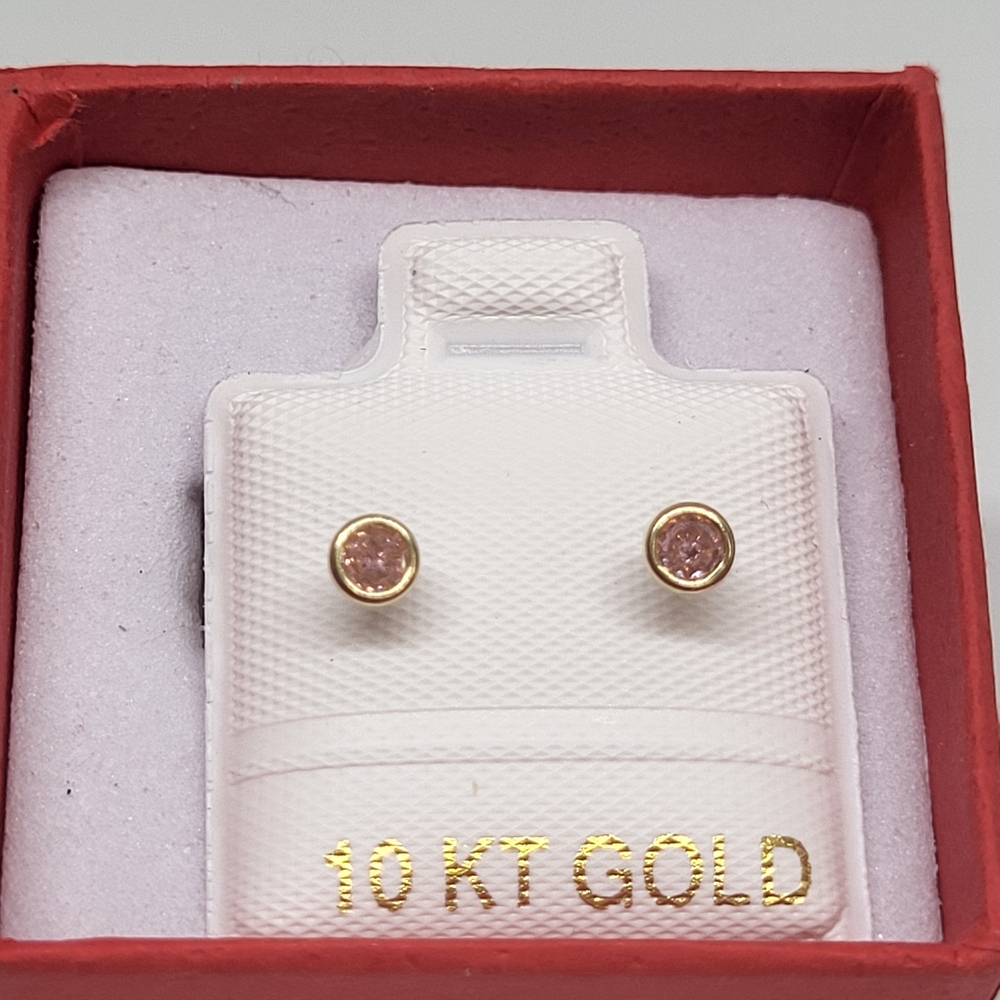 Elegant Gold Stud Earrings with Pink Stones